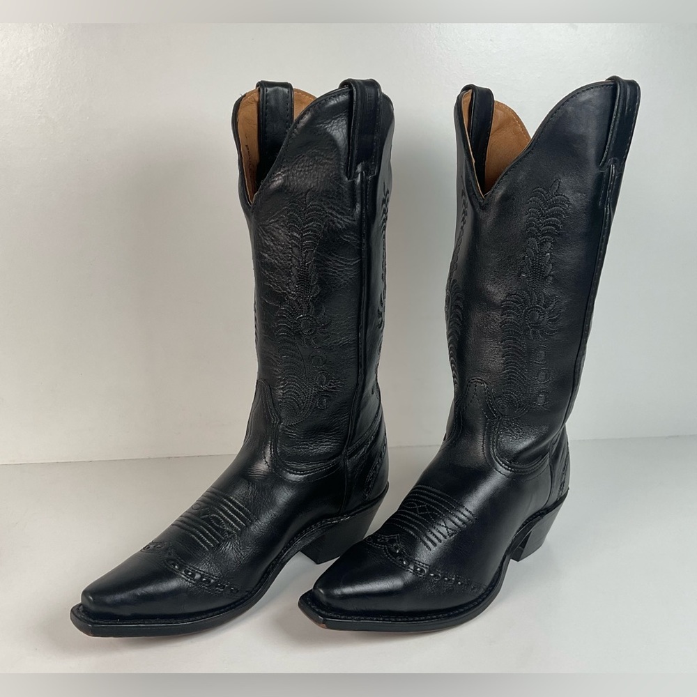 Boulet Cowgirl Boots | Black Torino Calf | Wingtip Triad | Women’s 6 C